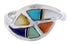 Multicolor Inlay Southwest Sterling Silver Ring Size 7-1/2 WX41188